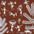 Lifestyle warli traditional art titled 'Warli Art 22', 6x9 inches, by artist Nikita Mundekar on Cloth