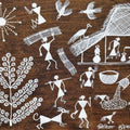 Lifestyle warli traditional art titled 'Warli Art 23', 7x10 inches, by artist Nikita Mundekar on Cloth