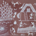 Figurative warli traditional art titled 'Warli Art 31', 7x9 inches, by artist Nikita Mundekar on Cloth