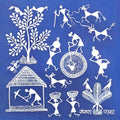 Warli Art 55' figurative warli Traditional Art by artist Sanjay Parhad, 9x9 inch, on cloth
