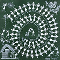Warli Art 63' figurative warli Traditional Art by artist Sanjay Parhad, 8x8 inch, on cloth
