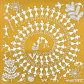 Warli Art 64' figurative warli Traditional Art by artist Sanjay Parhad, 8x8 inch, on cloth