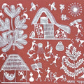 Warli Art 65' figurative warli Traditional Art by artist Sanjay Parhad, 8x10 inch, on cloth