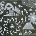 Warli Art 68' figurative warli Traditional Art by artist Sanjay Parhad, 8x10 inch, on cloth