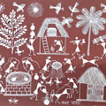 Warli Art 71' figurative warli Traditional Art by artist Sanjay Parhad, 10x12 inch, on cloth
