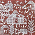 Warli Art 73' figurative warli Traditional Art by artist Sanjay Parhad, 12x12 inch, on cloth