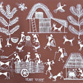 Warli Art 76' figurative warli Traditional Art by artist Sanjay Parhad, 9x11 inch, on cloth