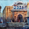 Landscape watercolor painting titled 'Warm And Cool', 15x22 inches, by artist Jitendra Divte on Paper