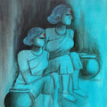 contemporary acrylic painting titled 'Watching', 30x24 inches, by artist Janaki Injety on Canvas Board