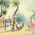 Cityscape watercolor painting titled 'Water colour On the spot at ASSAM', 22x14 inches, by artist Biki Das on Paper