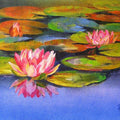 Nature oil painting titled 'Water Lilies 17', 14x18 inches, by artist Swati Kale on Canvas