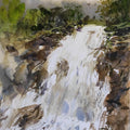 Nature watercolor painting titled 'Waterfall', 11x8 inches, by artist Anupam Chauhan on Paper