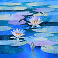 Nature oil painting titled 'Waterlilies 1', 24x24 inches, by artist Swati Kale on Canvas