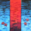 Nature oil painting titled 'Waterlilies 105', 48x48 inches, by artist Swati Kale on Canvas