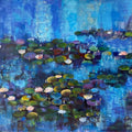 Nature acrylic painting titled 'Waterlilies 11', 48x72 inch, by artist Arundhati Pise on Canvas