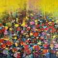 Waterlilies 13' nature acrylic painting by artist Arundhati Pise, 48x72 inch, on canvas