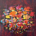 Waterlilies 13' nature acrylic painting by artist Arundhati Pise, 18x18 inch, on canvas