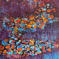 Waterlilies 14' nature acrylic painting by artist Arundhati Pise, 60x36 inch, on canvas