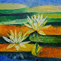 Waterlilies 14' nature oil painting by artist Swati Kale, 18x14 inch, on canvas