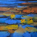 Waterlilies' nature oil painting by artist Swati Kale, 36x36 inch, on canvas