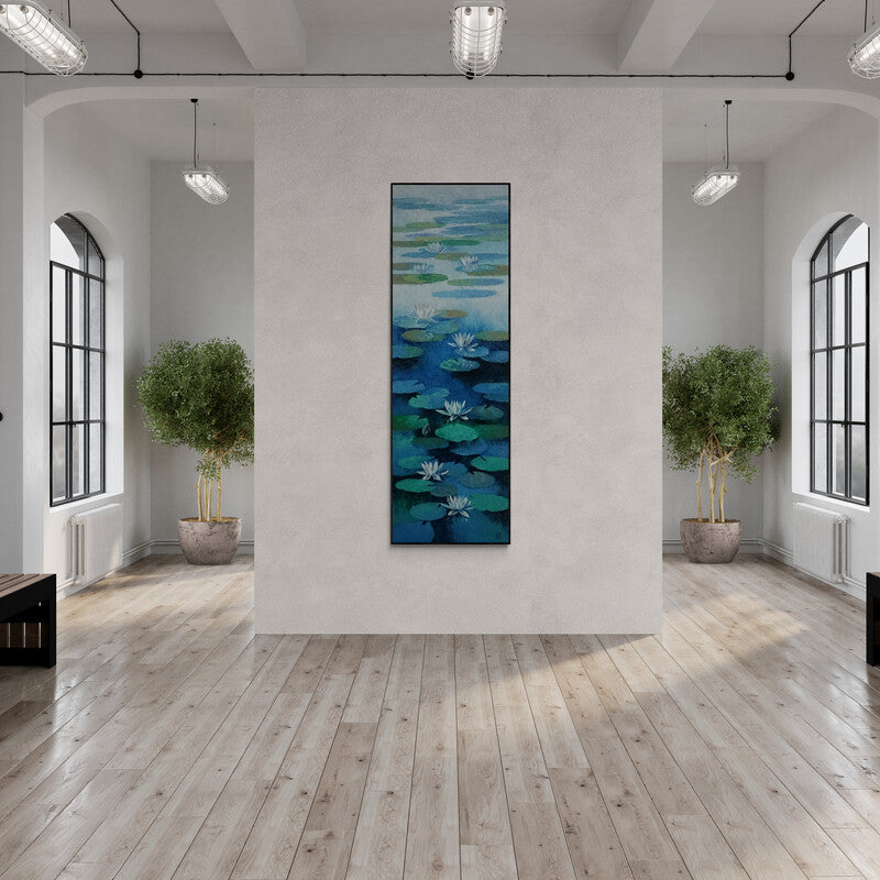 In-situ view of Swati Kale's 'Waterlilies 2' painting in a room