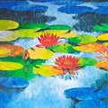Nature oil painting titled 'Waterlilies 2', 30x60 inch, by artist Swati Kale on Canvas
