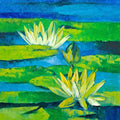 Waterlilies 2' nature oil painting by artist Swati Kale, 18x14 inch, on canvas