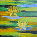 'Waterlilies 2' nature oil painting by artist Swati Kale, 18x14 inch, on canvas