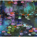 Nature acrylic painting titled 'Waterlilies 3', 36x60 inch, by artist Arundhati Pise on Canvas