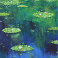 Nature oil painting titled 'Waterlilies 3', 23x18 inches, by artist Shirish Ambekar on Canvas