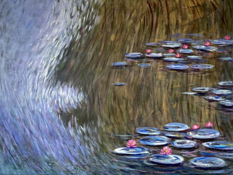 Nature acrylic painting titled 'Waterlilies 4', 36x48 inches, by artist Chaitan Bhosale on Canvas