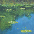 Nature oil painting titled 'Waterlilies 4', 24x24 inches, by artist Shirish Ambekar on Canvas