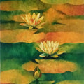 Nature oil painting titled 'Waterlilies 5', 42x18 inches, by artist Swati Kale on Canvas