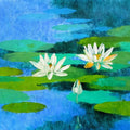 Nature oil painting titled 'Waterlilies 60', 14x18 inches, by artist Swati Kale on Canvas