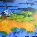 Nature oil painting titled 'Waterlilies 71', 30x60 inches, by artist Swati Kale on Canvas