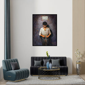 Preview of 'Way' Painting by Amit Thombare shown on a wall in a furnished room.