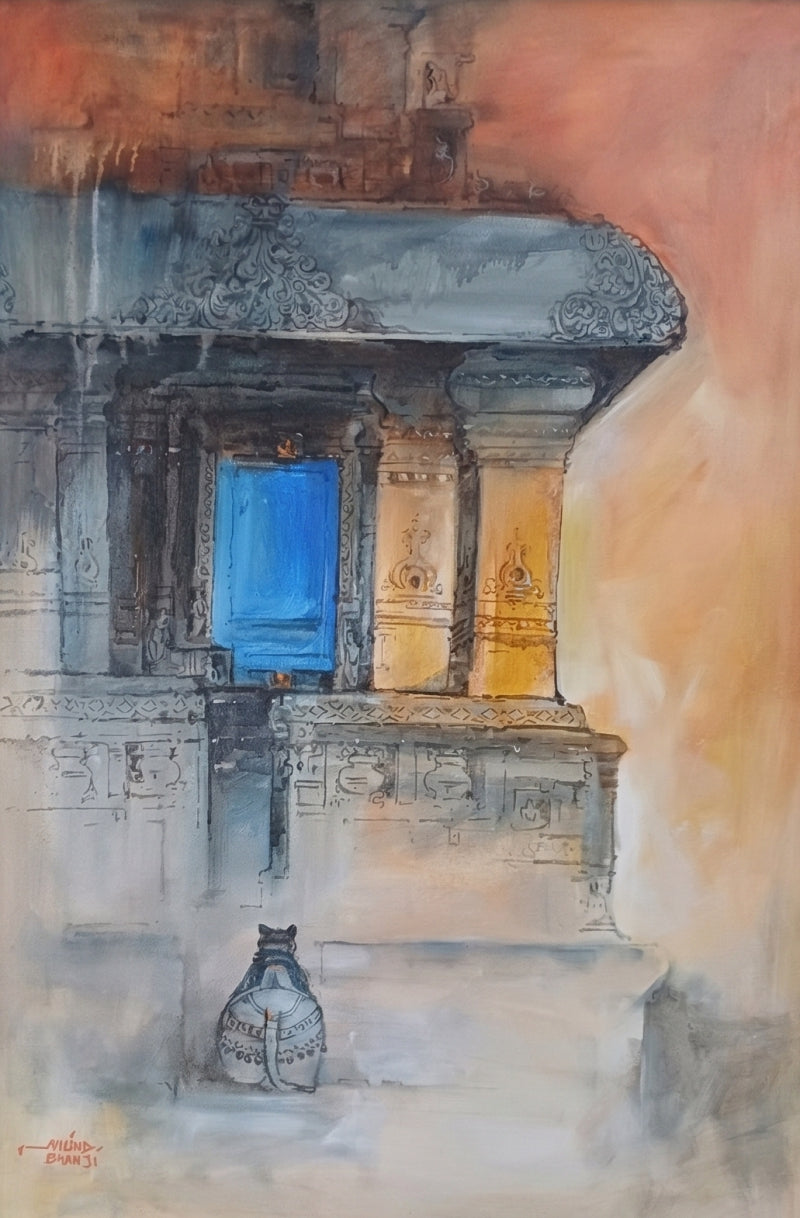 Way To Kailash' religious acrylic painting by artist Milind Bhanji, 36x24 inch, on canvas