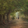 Landscape oil painting titled 'Way to the village', 16x20 inches, by artist Biju Thomas on Canvas