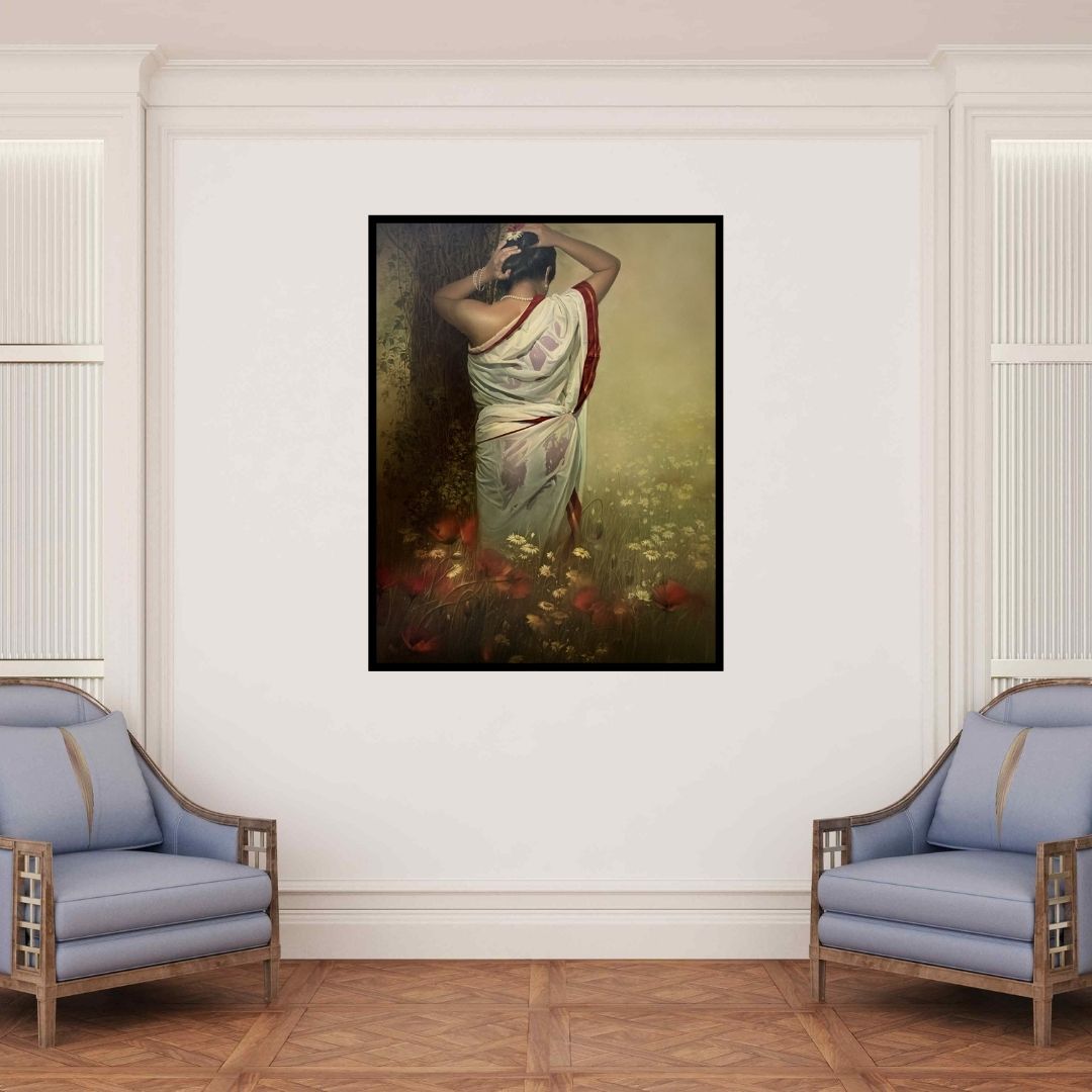 In-situ view of Amit Bhar's 'Wet Lady' painting in a room