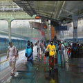 Wet Platform 51' cityscape acrylic painting by artist Bijay Biswaal, 24x36 inch, on canvas