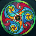 Abstract acrylic painting titled 'Wheel Of Life', 36x36 inches, by artist Manju Lamba on Canvas
