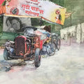 Transportation mixed media painting titled 'Wheels At Rest 4', 11x15 inches, by artist Aditya Phadke on Paper