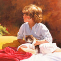 Figurative oil painting titled 'Where are you looking at', 26x39 inches, by artist Jose Higuera on Canvas