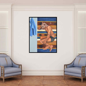 In-situ view of Swapnil Ramgade's 'Which Is Right Look' painting in a room