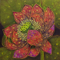 'Whisper Of The Lotus' nature mixed-media painting by artist Yogesh Powale, 15x15 inch, on canvas