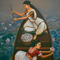 Whisper Of Waterlilies' figurative acrylic painting by artist Sumon Naskar, 40x30 inch, on canvas
