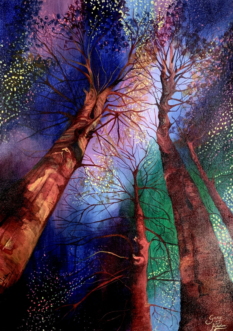 'Whispering Willow' nature acrylic painting by artist Gargi Kadoo, 28x20 inch, on canvas