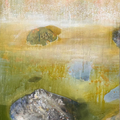 Whispers Beneath The Golden Silence' abstract acrylic painting by artist Dilip Mali, 72x30 inch, on canvas