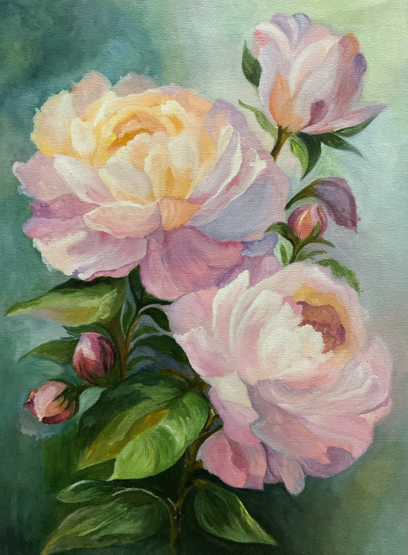 'Whispers In Bloom' nature acrylic painting by artist Gargi Kadoo, 20x14 inch, on canvas