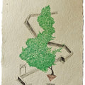 Whispers Of Green' contemporary gouache painting by artist Priyaranjan Behera, 17x12 inch, on paper